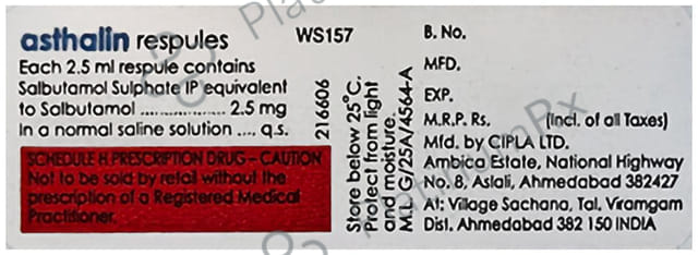 Asthalin 2.5mg Respule 5X2.5ml