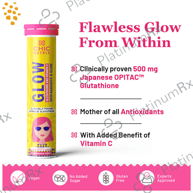 Chicnutrix Glow Glutathione & Vitamin C Strawberry & Lemon Flavour Effervescent Tablet 10s