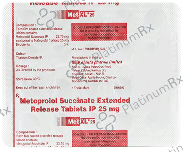 Met XL 25mg Tablet ER 20s