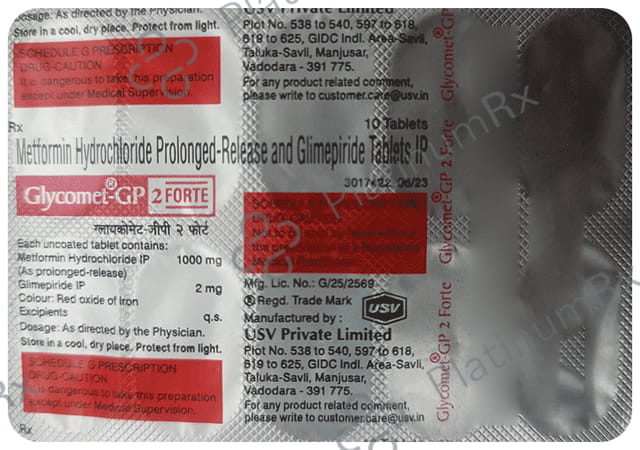 Glycomet GP Forte 2/1000mg Tablet SR 10s