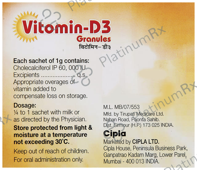 Vitomin D3 60000IU Granules 1gm