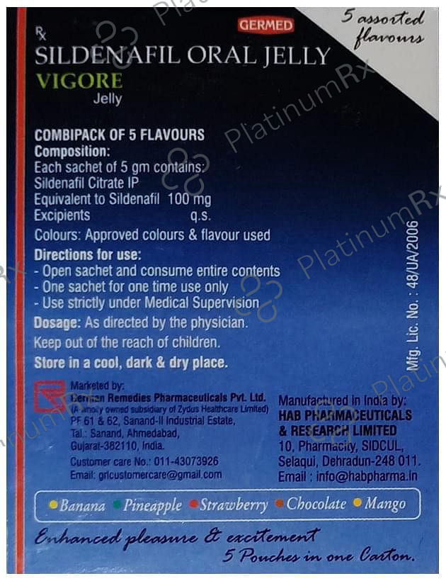 Vigore Oral Jelly (5gm Each) 5 Assorted Flavours