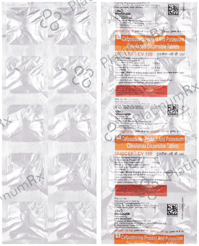 Gudcef CV 100/62.5mg Tablet 10s