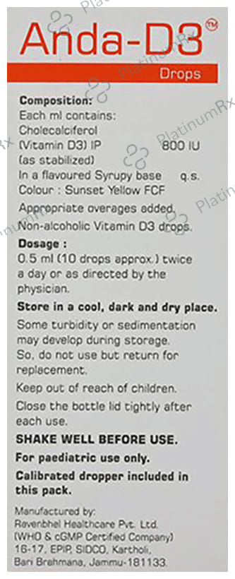 Anda D3 800IU Mango & Honey Oral Drops 30ml