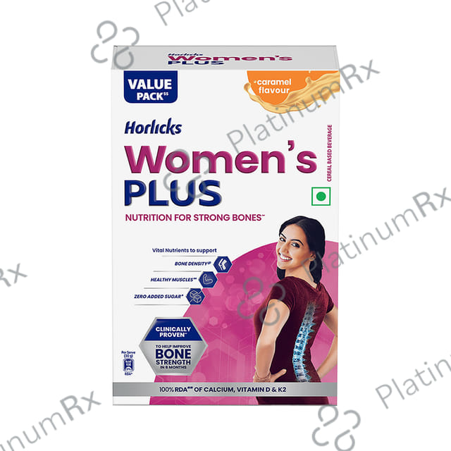 Horlicks Women's Plus with Calcium, Vitamin D & K2 for Strong Bones - Flavour Caramel 750 gm