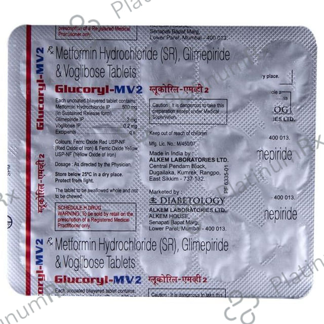 Glucoryl MV 2/500/0.2mg Tablet SR 15s