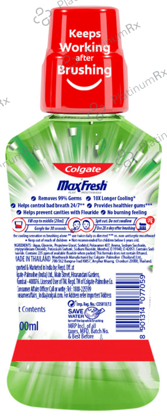 Colgate Fresh Tea MaxFresh Plax Antibacterial Mouth Wash 500 ml