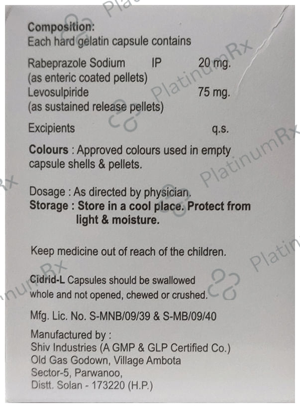 Cidrid L 75/20mg Capsule SR 10s