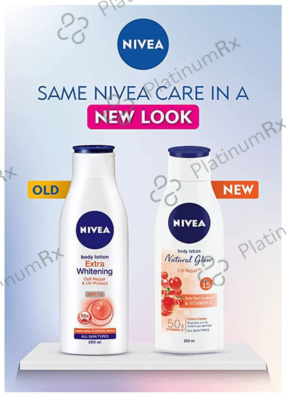 Nivea Natural Glow Cell Repair Body Lotion for Deep Moisture Care - SPF 15