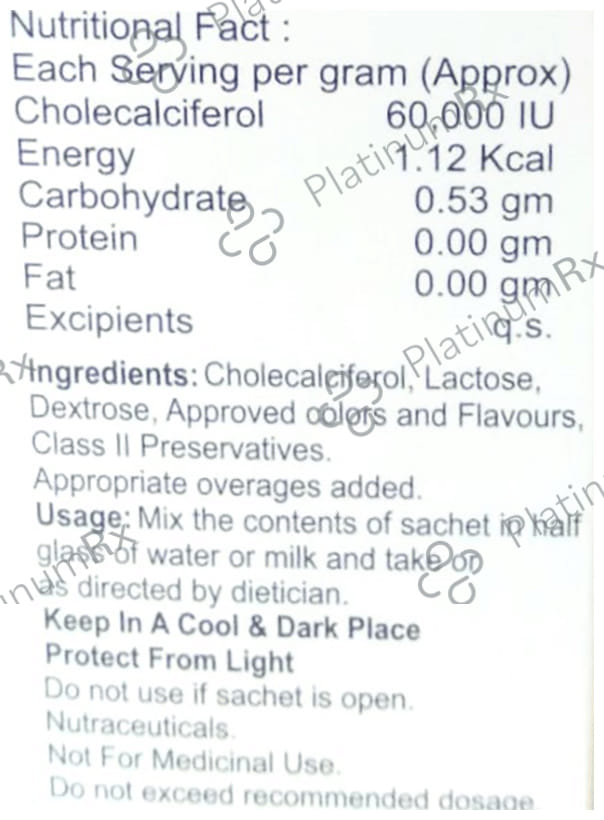 Vitcorich D3 60000IU Orange Flavour Sugar Free Sachet 1gm