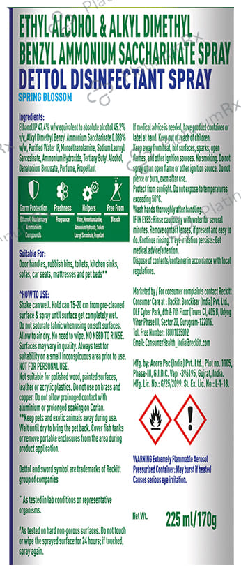 Dettol Dettol Multi-Surface Disinfectant Sanitizer Spray Bottle - 24 hours Antibacterial Protection- Germ Kill on Hard and Soft Surfaces Spring Blossom