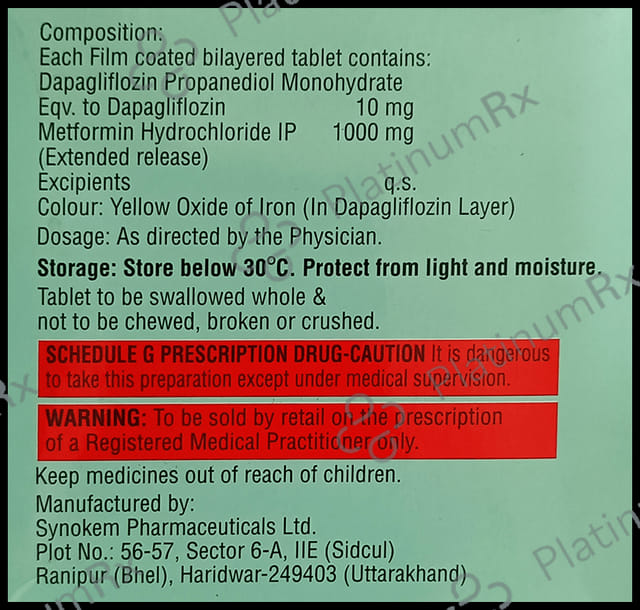Dapaturn M Forte 10/1000mg Tablet ER 10s