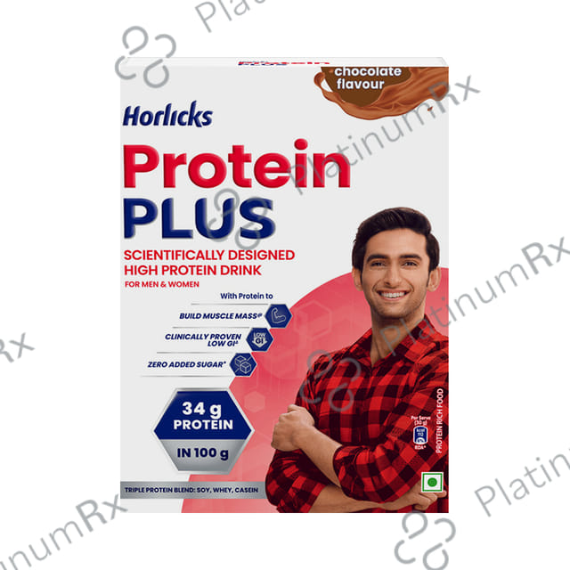 Horlicks Protein Plus with Triple Protein Blend of Soy, Whey, Casein - No Added Sugar - Flavour Chocolate