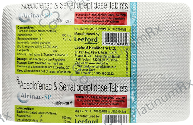 Alcinac SP 100/15mg Tablet 10s