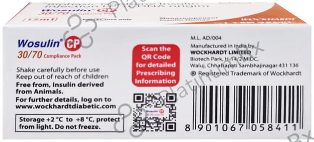 Wosulin CP 30/70 Compliance Pack (40 IU/ml) (1X15ml Vial)