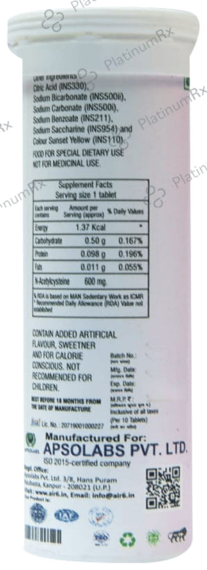 Muciapp 600 N-Acetylcysteine Effervescent Tablet 30 Effervescent Tablet