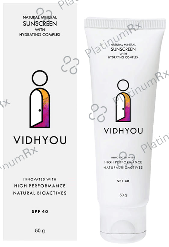 Vidhyou Natural Mineral Sunscreen with Hydrating Complex SPF 40 Lotion 50gm