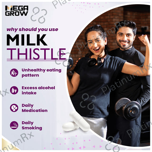 Megagrow Milk Thistle Capsule Support Liver Health & Boost Immunity with Natural Silymarin Extract