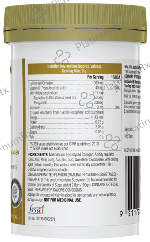Swisse Beauty Collagen Glow - Powder with Grape Seed Extract for Skin Health