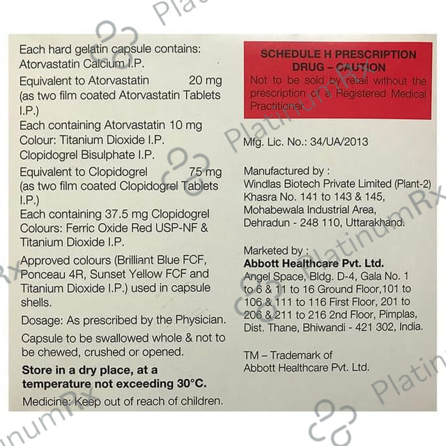 Caat CV 20/75mg Capsule 15s