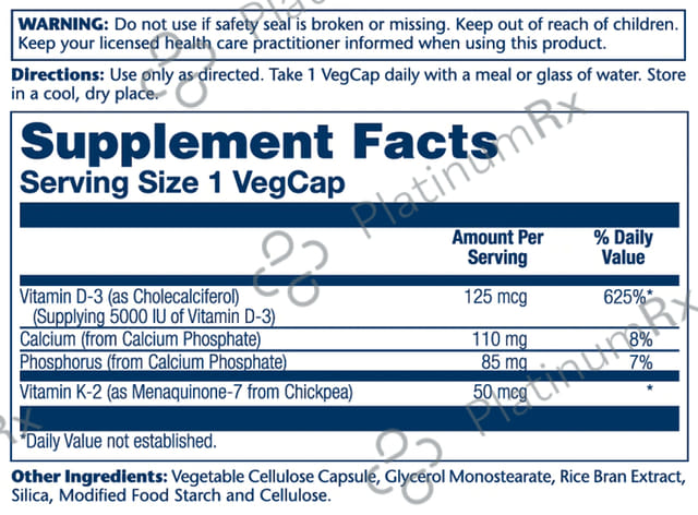 Solaray Vitamin D3+K2 Vegicap - For Bone Strength