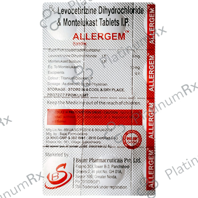 Allergem 10/5mg Tablet 10s