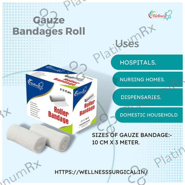 Wellness Surgical Bandage Roller 12 X (10cm x 3m)