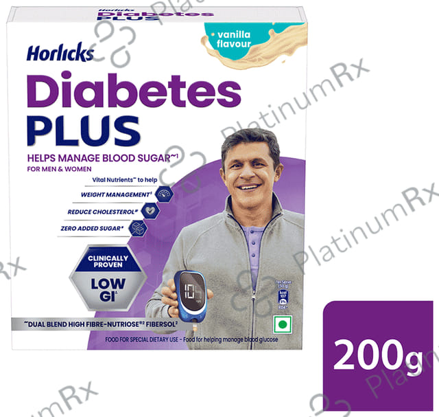 Horlicks Diabetes Plus for Blood Sugar & Weight Management - No Added Sugar - Flavour Vanilla Powder