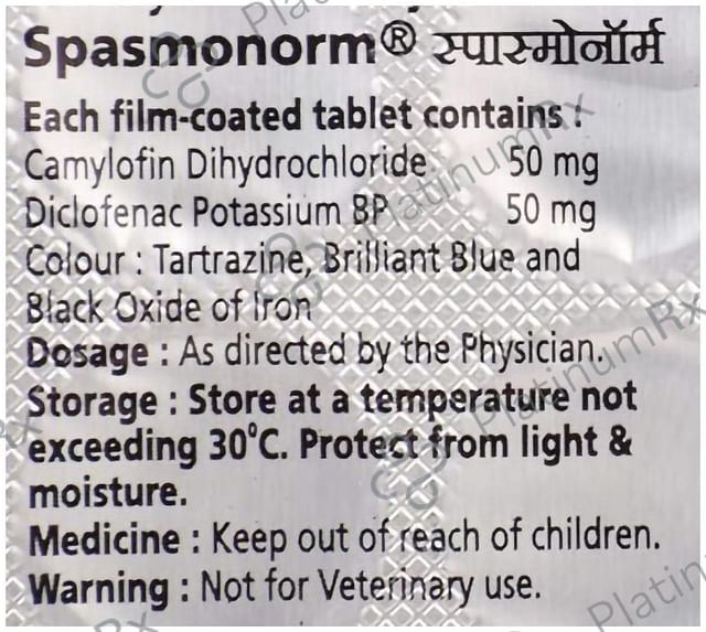 Spasmonorm 50/50mg Tablet 10s