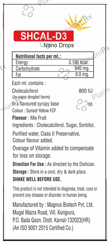 Shcal D3 Nano Drops Mixed Fruit 30ml