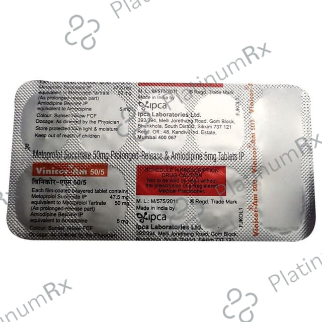 Vinicor AM 50/5mg Tablet PR 10s