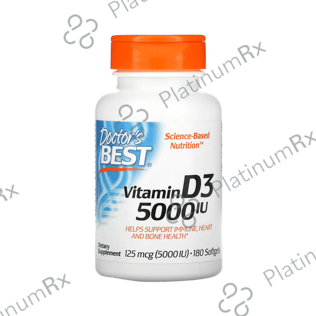 Doctor's Best Vitamin D3 5000IU Softgels - For Immunity, Heart & Bone Health Soft Gelatin Capsule