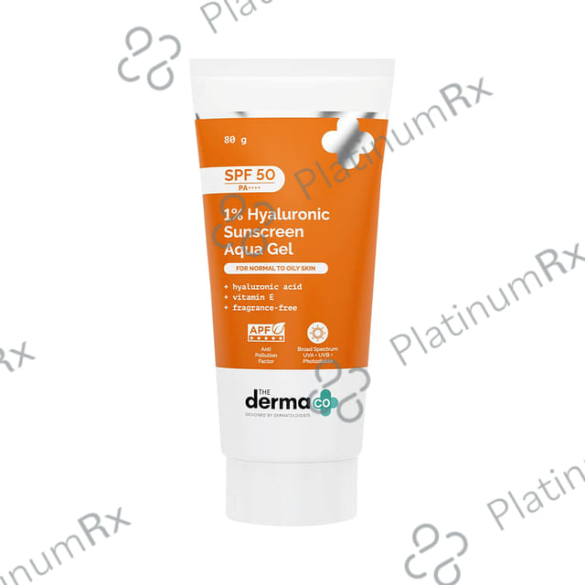The Derma Co 1% Hyaluronic Sunscreen SPF 50 PA++++ Aqua Gel 80 gm