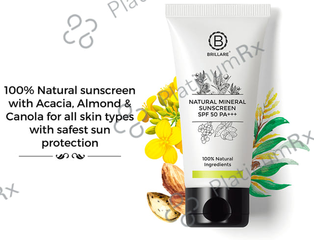 Brillare Natural Mineral SPF 50 PA+++ Sunscreen 50gm