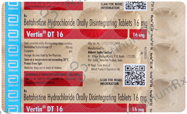 Vertin 16mg Tablet DT 15s