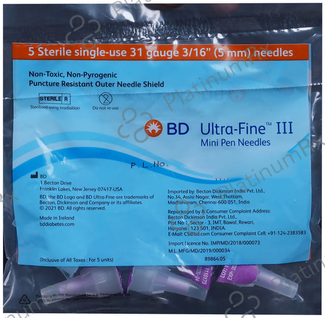 BD Ultra Fine III Mini Pen Needles 5mm 31G