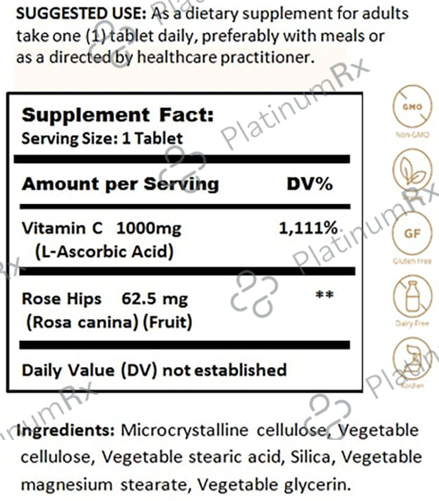 Solgar Vitamin C 1000mg with Rose Hips for Antioxidant & Immune Support - Tablet