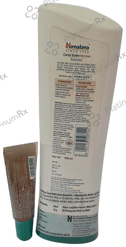 Himalaya Cocoa Butter Intensive Body Lotion 200ml with Free Lip Balm 10gm