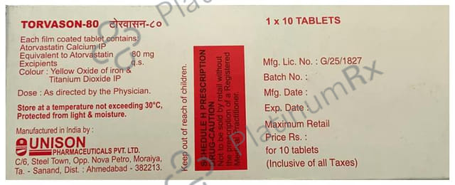 Torvason 80mg Tablet