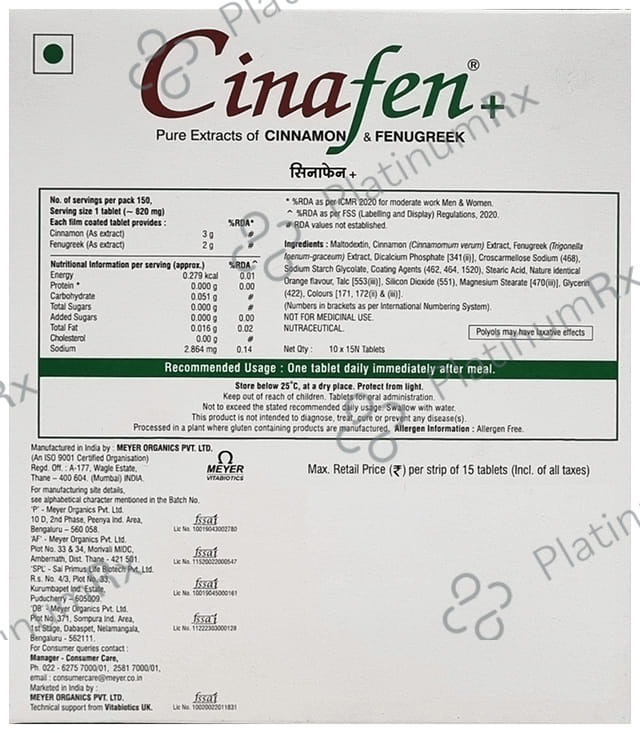 Cinafen Plus Tablet Gluten Free 15s