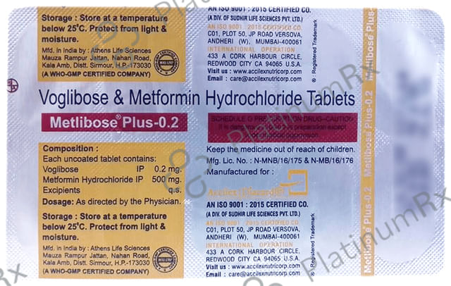 Metlibose Plus 0.2/500mg Tablet SR 10s