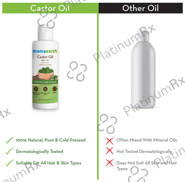 Mamaearth Cold-Pressed Castor Oil for Skin, Hair & Nails - Mineral Oil & Silicone-Free