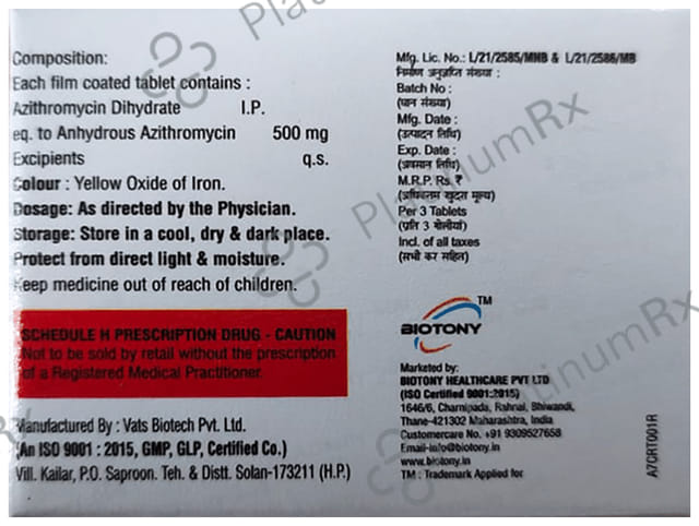 Azitrony 500 Tablet
