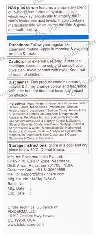 Fixderma FCL HA4 Plus Serum 15 ml