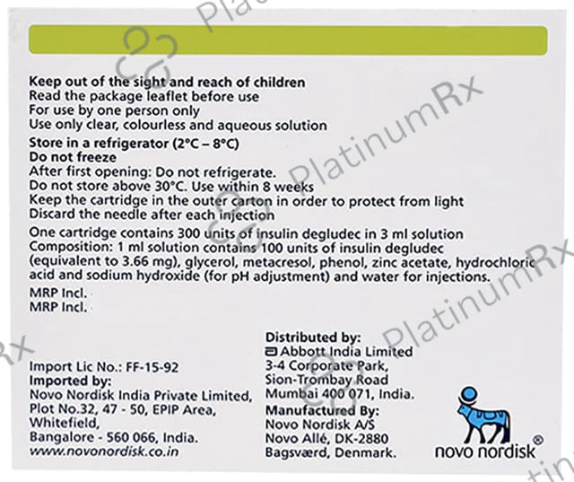Tresiba (100 IU/ml) Cartridge / Injection 1*3ml