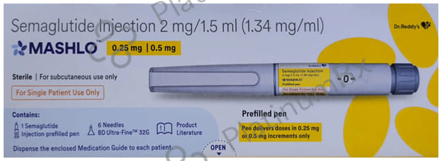 Mashlo 0.25/0.5mg Injection (1 Multi-dose Disposable Pen, 6 Needle, 6 Alcohol Swab)