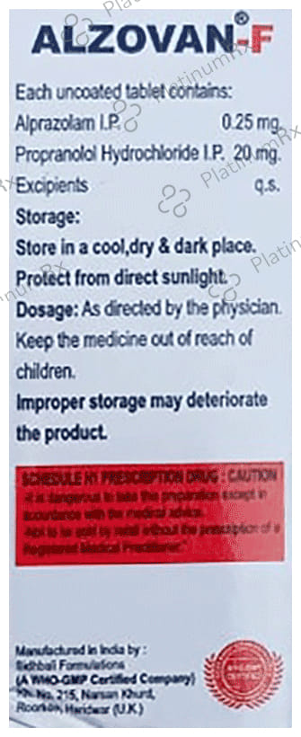Alzovan F 0.25/20mg Tablet