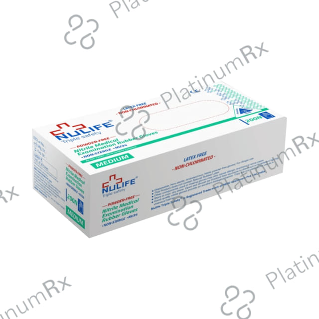 Nulife Triple Safety Powder Free Nitrile Medical Examination Gloves Medium