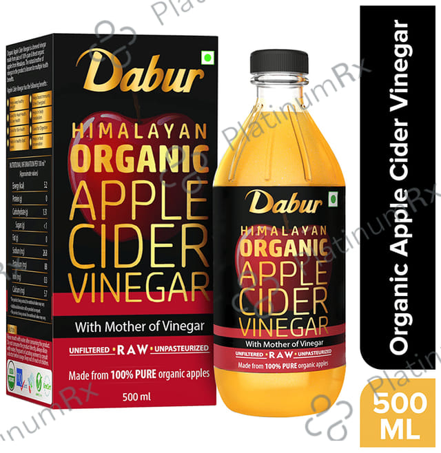 Dabur Himalayan Organic Apple Cider Vinegar ACV with Mother - Raw, Unfiltered & Unpasteurized