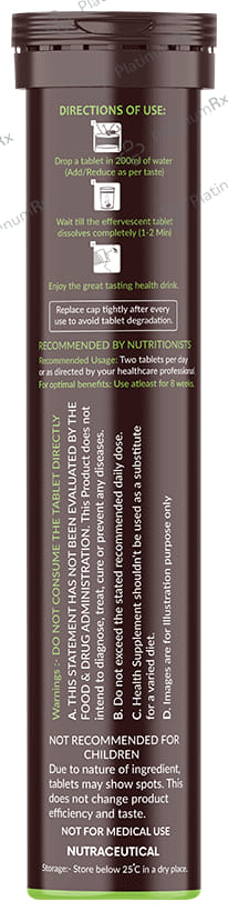 Vegan Greens Skin Radiance Glutathione Effervescent Tablet (25 Each) Orange 1 Bottle